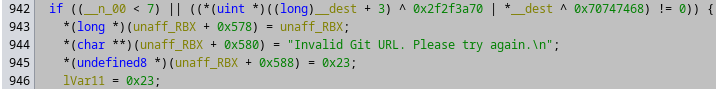The string is being used inside an if
